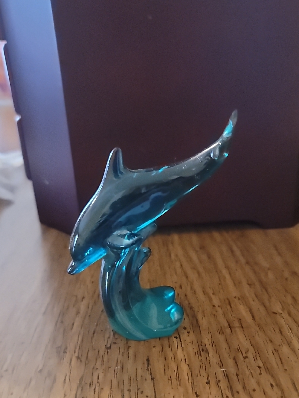Glass Dolphin Figurine in Teal - Home Accents